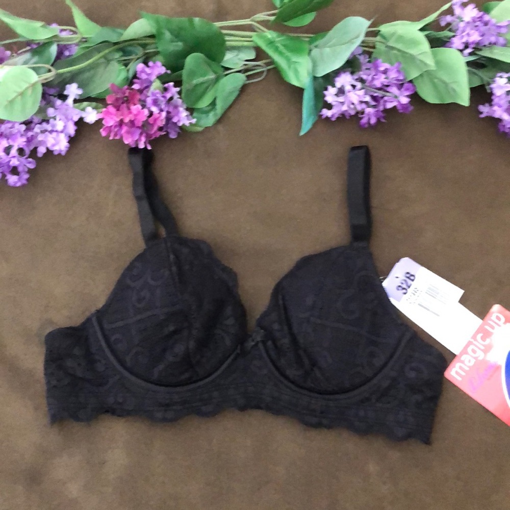 New Leonisa magic up black lace Bra 32B - Picture 1 of 2